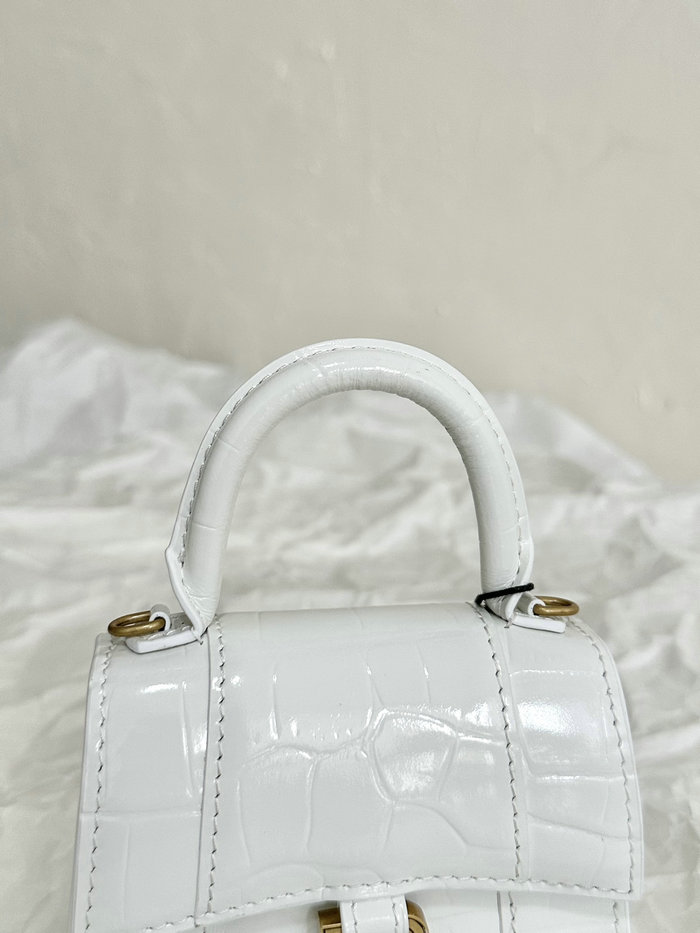 Balenciaga Hourglass Nano Top Handle Bag White B664676