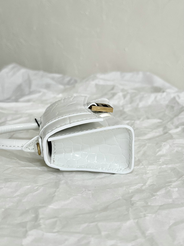 Balenciaga Hourglass Nano Top Handle Bag White B664676