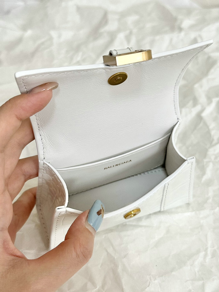 Balenciaga Hourglass Nano Top Handle Bag White B664676