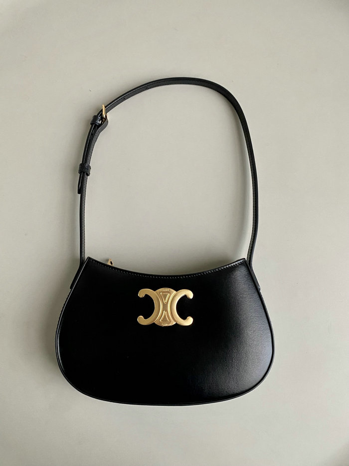 Celine Medium Shiny Calfskin Tilly Bag Black C35035