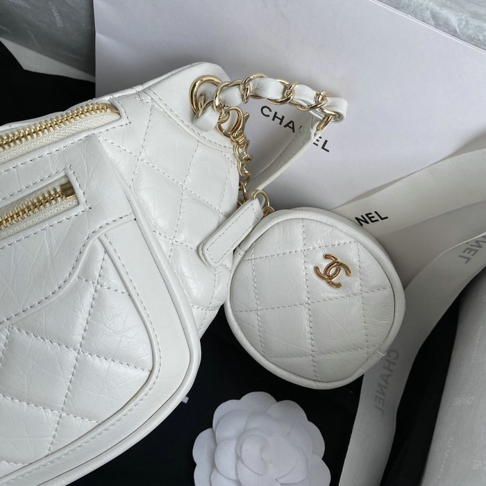 Chanel Aged Calfskin Waist Bag White AS1077