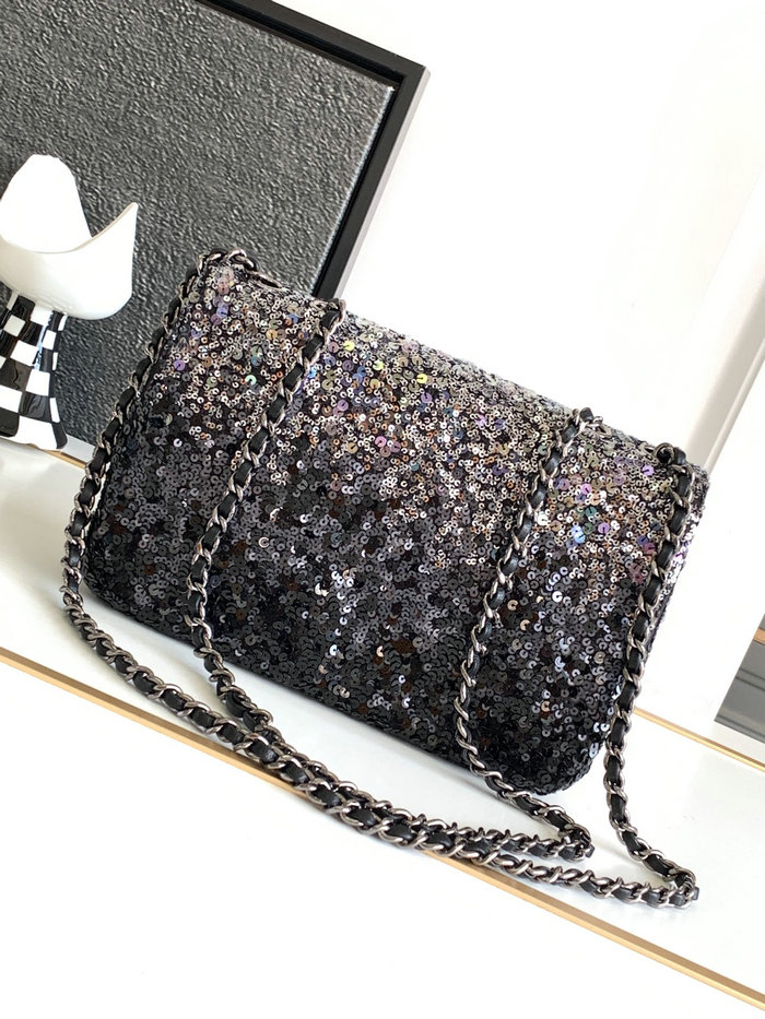 Chanel Sequins Small Flap Bag Black AS4561