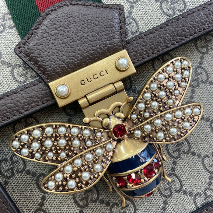 Gucci Small GG Supreme Queen Margaret Shoulder Bag Brown 476541