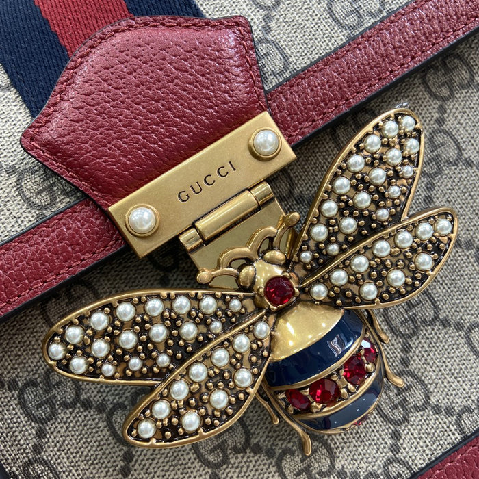 Gucci Small GG Supreme Queen Margaret Shoulder Bag Red 476541
