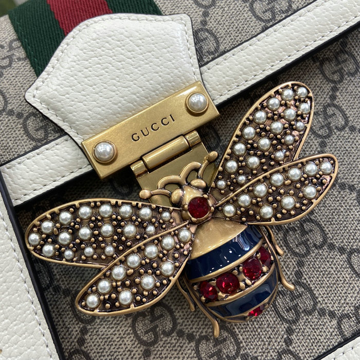 Gucci Small GG Supreme Queen Margaret Shoulder Bag White 476541