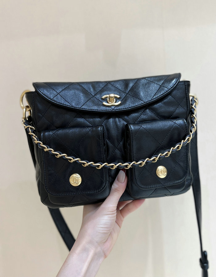 Chanel Hobo Handbag Black AS4743