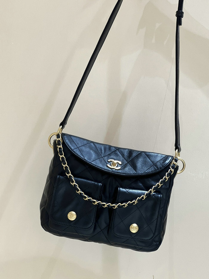 Chanel Hobo Handbag Black AS4743