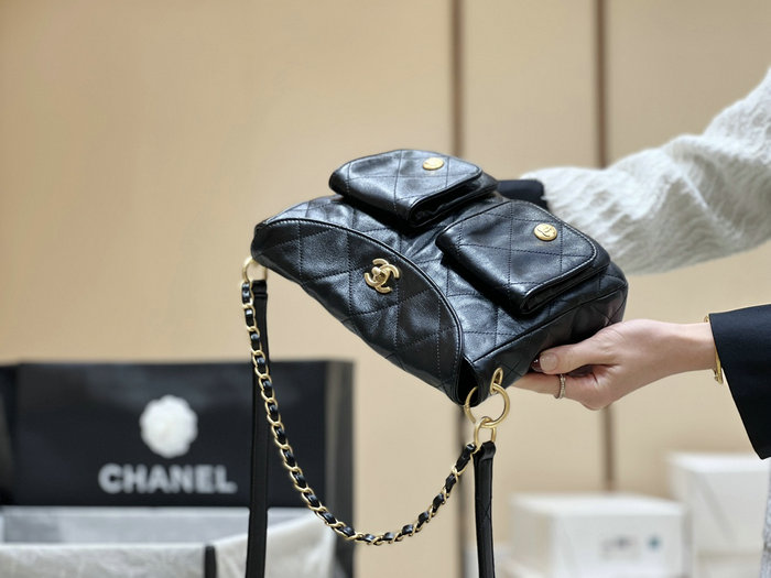 Chanel Hobo Handbag Black AS4743