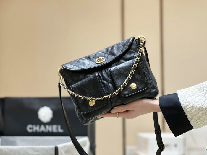 Chanel Hobo Handbag Black AS4743