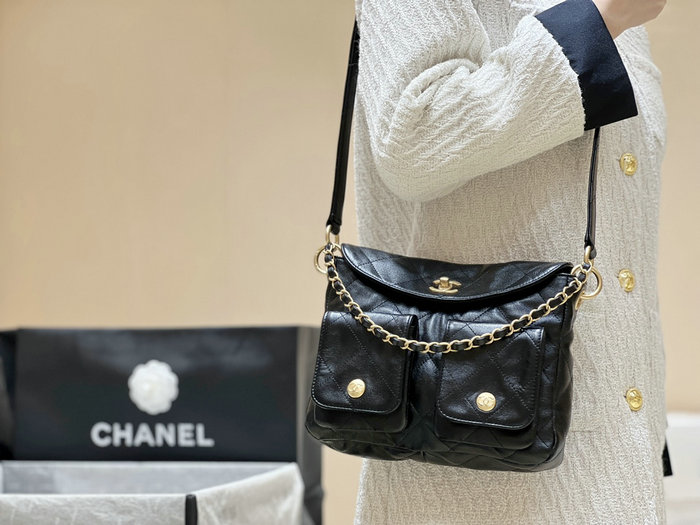 Chanel Hobo Handbag Black AS4743