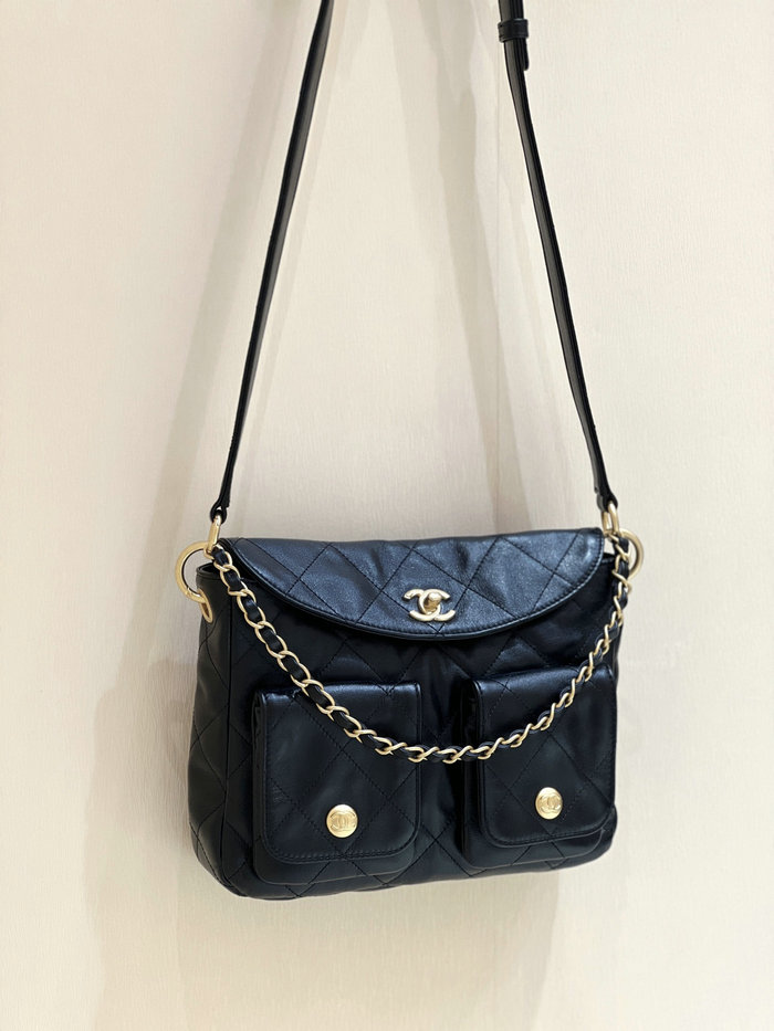 Chanel Hobo Handbag Black AS4743