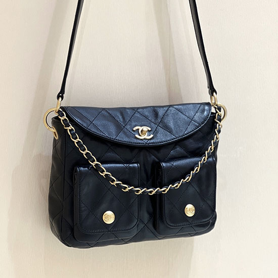 Chanel Hobo Handbag Black AS4743