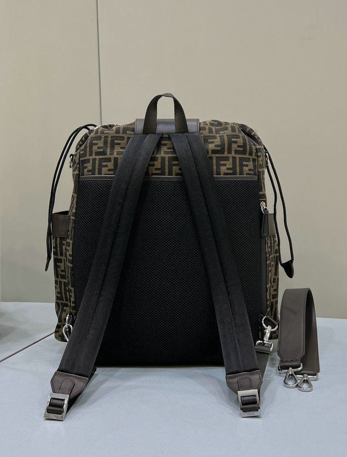 Fendi FF Jacquard Strike Large Backpack Brown F8583