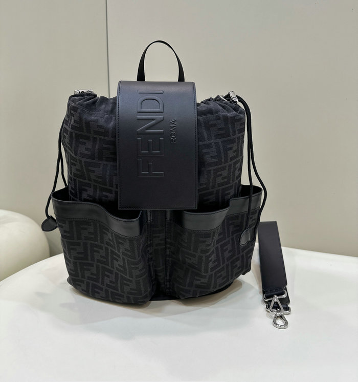 Fendi FF Jacquard Strike Medium Backpack Black F8583