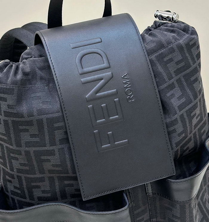Fendi FF Jacquard Strike Medium Backpack Black F8583