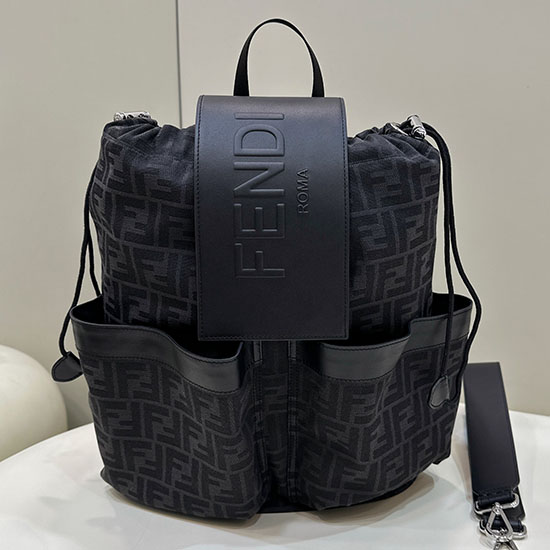 Fendi FF Jacquard Strike Medium Backpack Black F8583