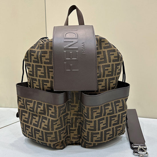 Fendi FF Jacquard Strike Medium Backpack Brown F8583