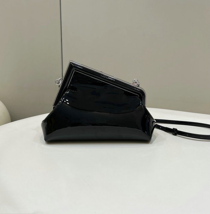 Fendi First Midi Patent Leather Bag Black F80129