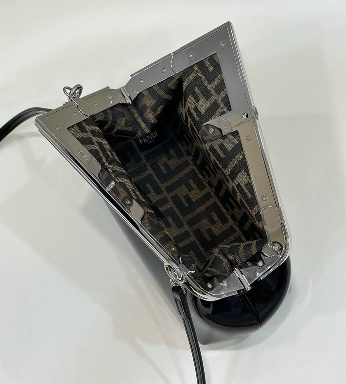 Fendi First Midi Patent Leather Bag Black F80129