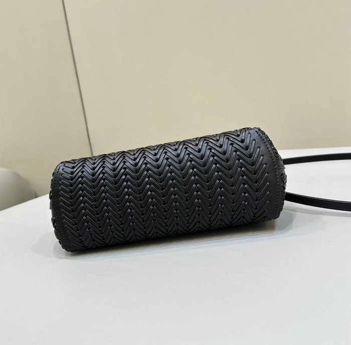 Fendi First Small Interlaced Leather Bag Black F80156
