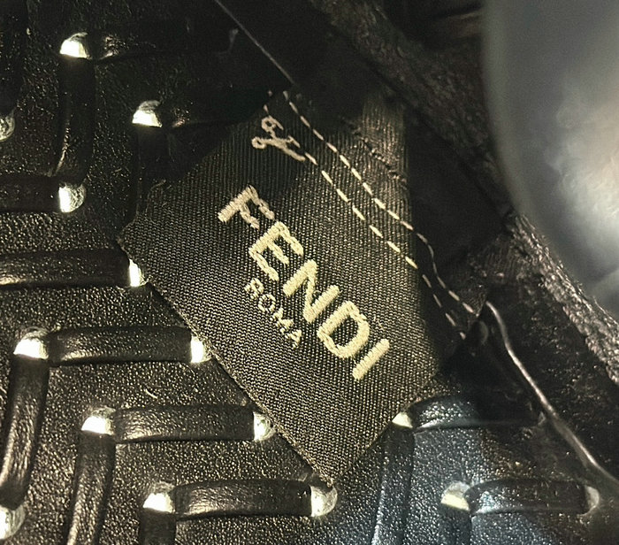 Fendi First Small Interlaced Leather Bag Black F80156