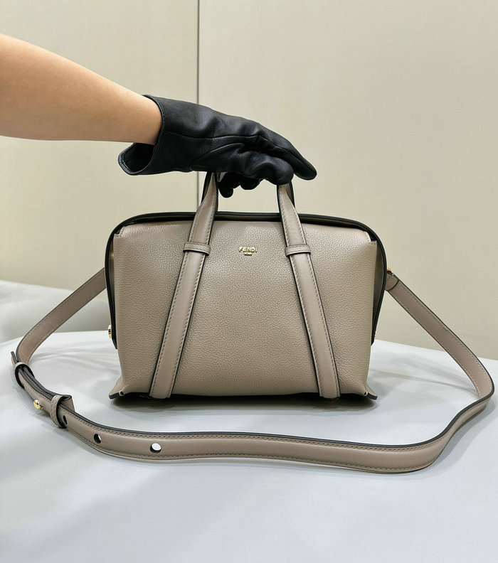 Fendi Leather Boston 365 Bag Grey F8627