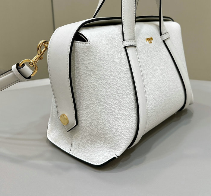 Fendi Leather Boston 365 Bag White F8627