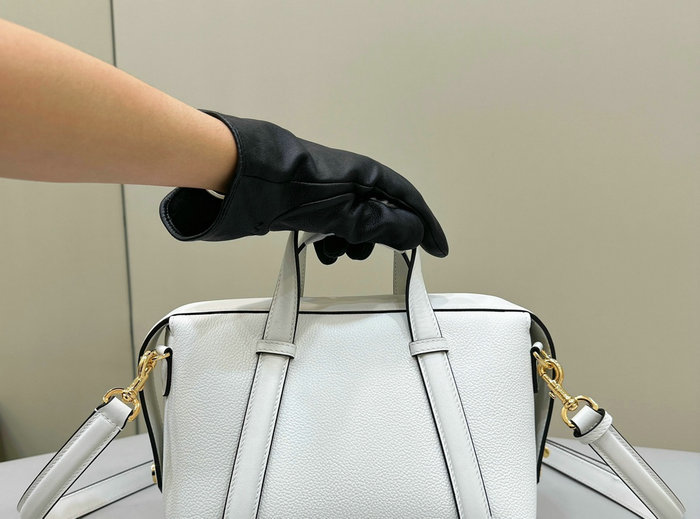 Fendi Leather Boston 365 Bag White F8627