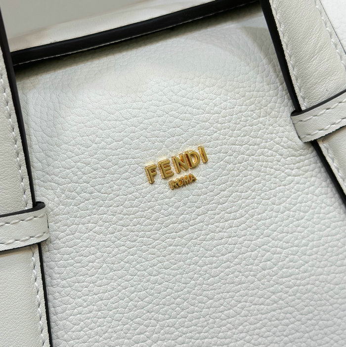 Fendi Leather Boston 365 Bag White F8627