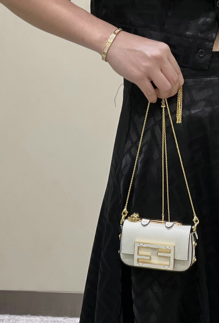 Fendi Versace Fendace Nano Baguette White F8567