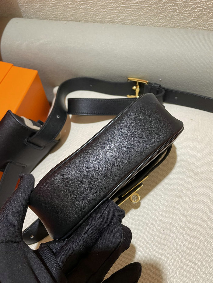 Hermes Swift Leather Kelly Moove Bag Black HKM0319