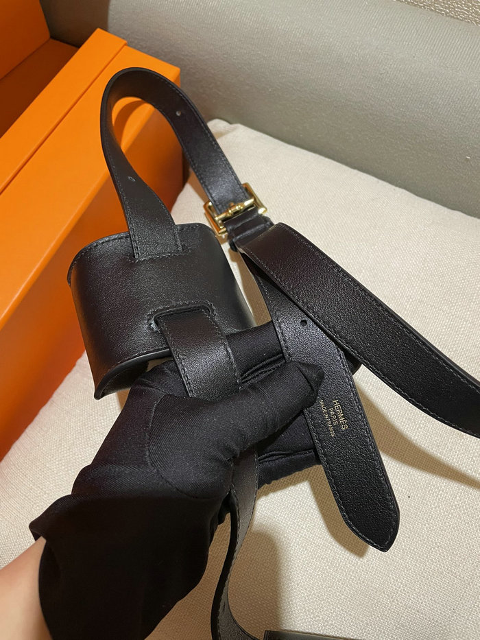 Hermes Swift Leather Kelly Moove Bag Black HKM0319