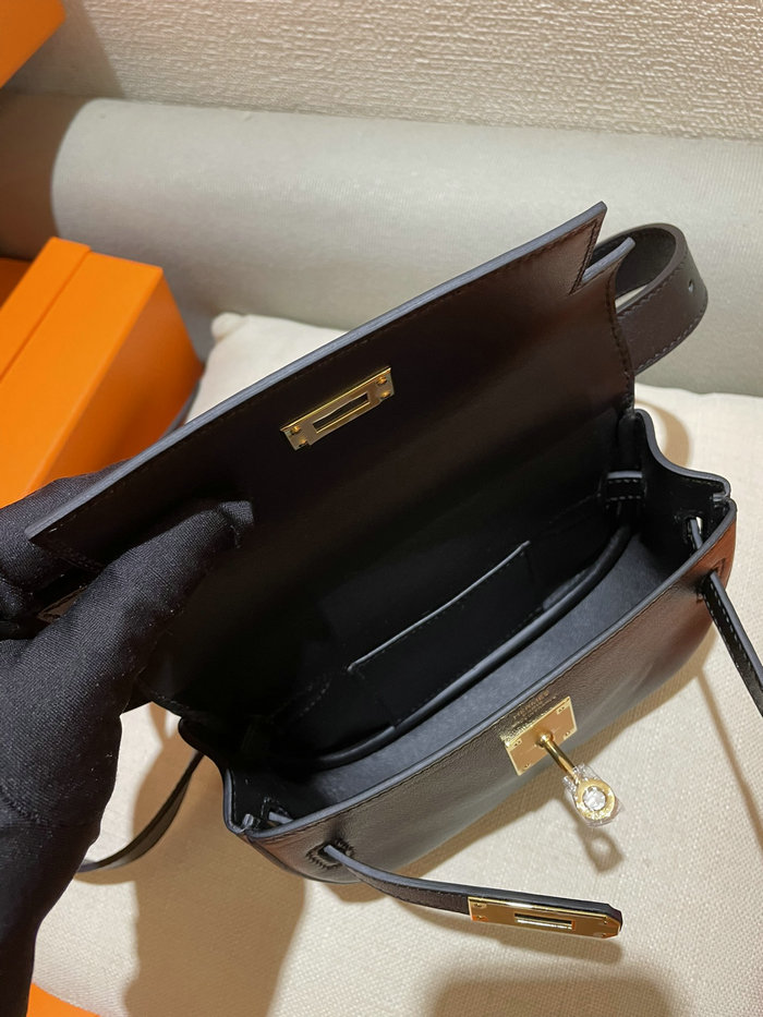 Hermes Swift Leather Kelly Moove Bag Black HKM0319