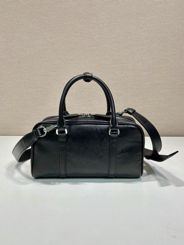 Prada Antique nappa leather multi-pocket top-handle bag Black 1BB099