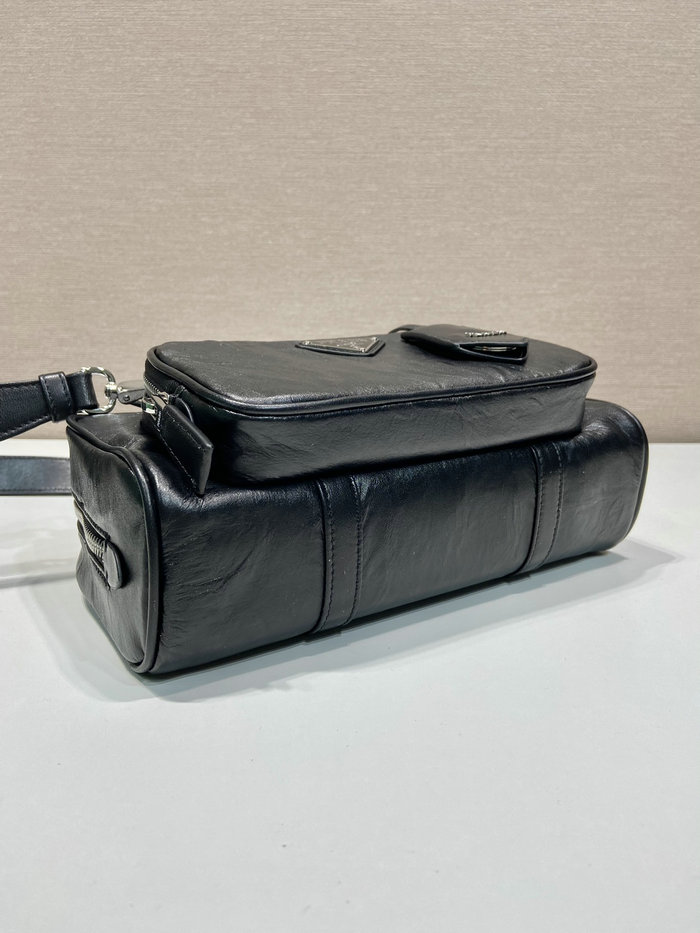 Prada Antique nappa leather multi-pocket top-handle bag Black 1BB099