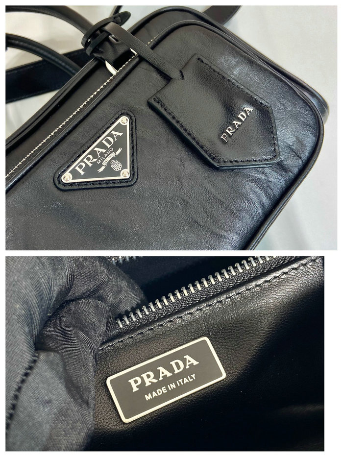 Prada Antique nappa leather multi-pocket top-handle bag Black 1BB099