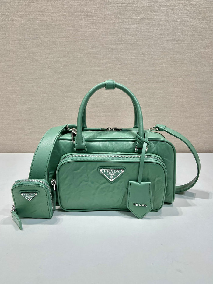 Prada Antique nappa leather multi-pocket top-handle bag Green 1BB099