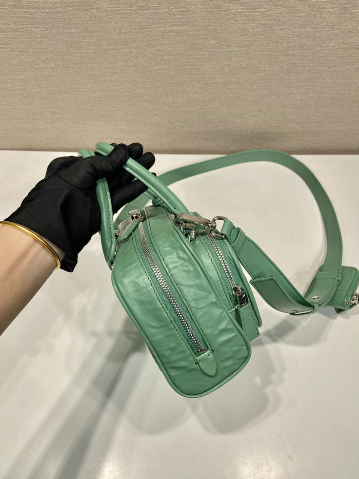 Prada Antique nappa leather multi-pocket top-handle bag Green 1BB099