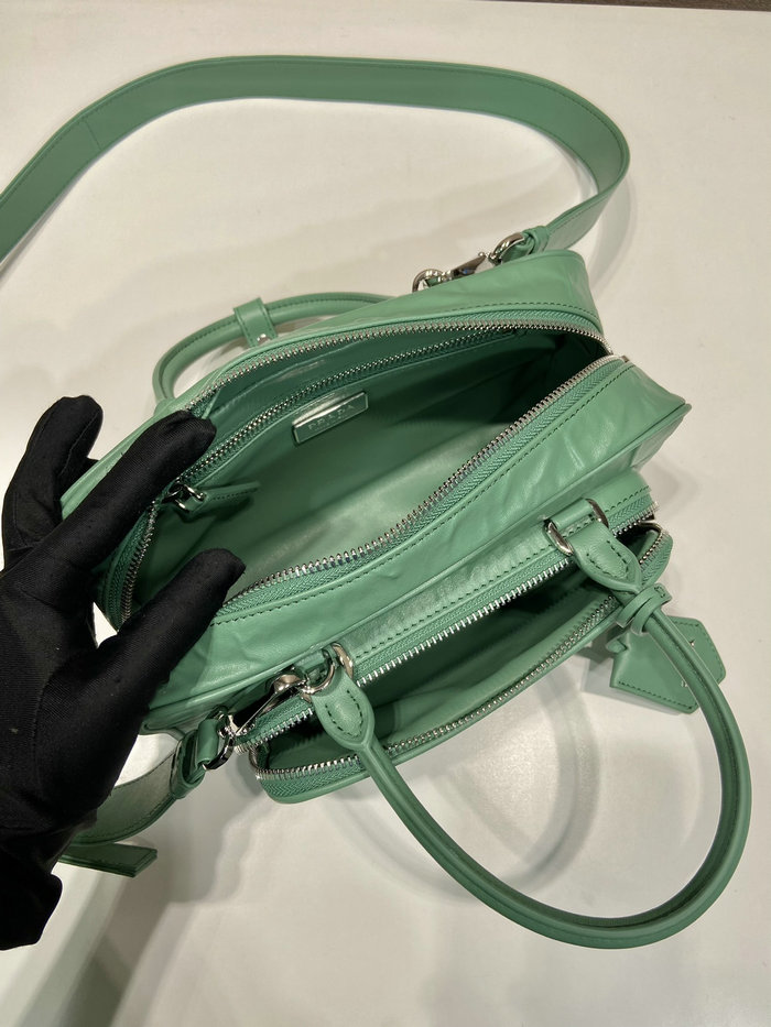Prada Antique nappa leather multi-pocket top-handle bag Green 1BB099