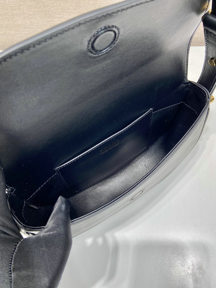 Prada Arque leather shoulder bag with flap Black 1BD365