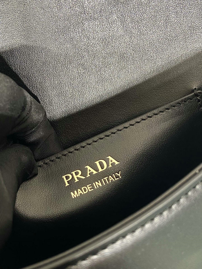 Prada Arque leather shoulder bag with flap Black 1BD365