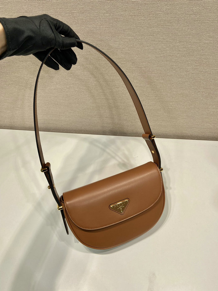 Prada Arque leather shoulder bag with flap Camel 1BD365