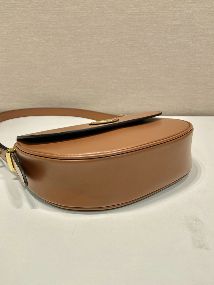 Prada Arque leather shoulder bag with flap Camel 1BD365