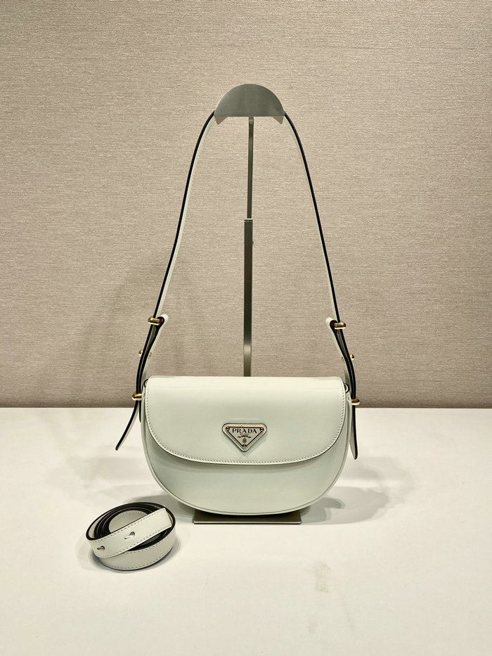Prada Arque leather shoulder bag with flap White 1BD365