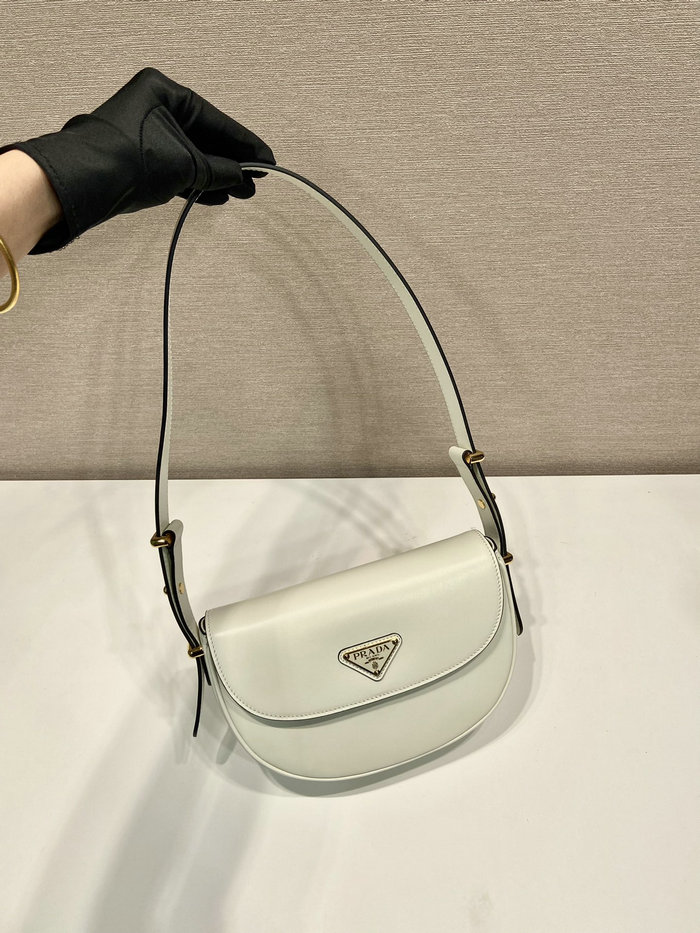 Prada Arque leather shoulder bag with flap White 1BD365