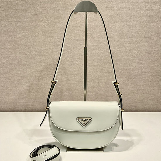 Prada Arque leather shoulder bag with flap White 1BD365