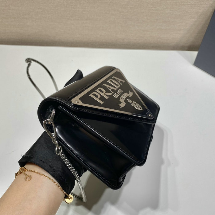 Prada Brushed leather shoulder bag Black 1BH189