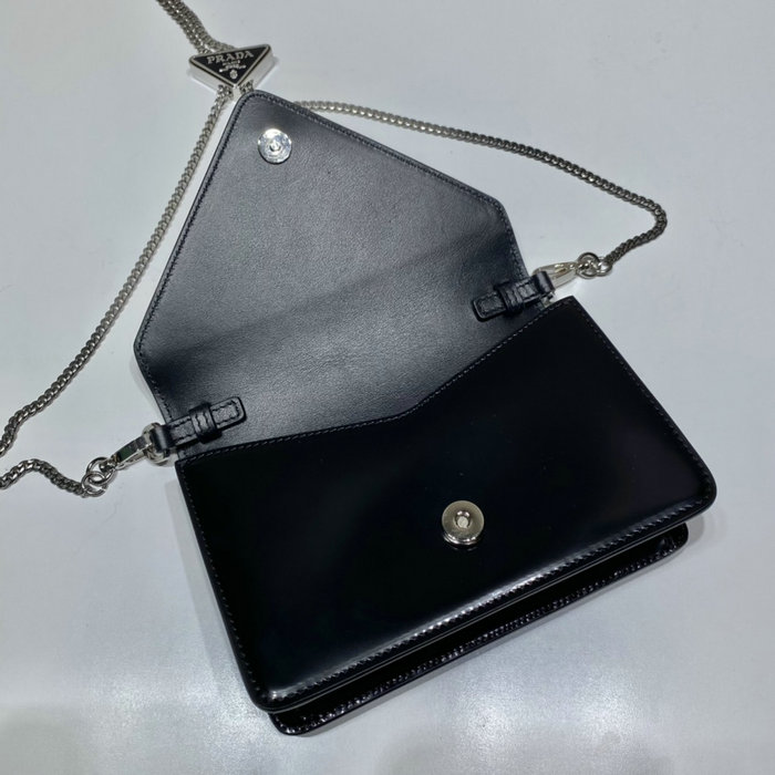 Prada Brushed leather shoulder bag Black 1BH189