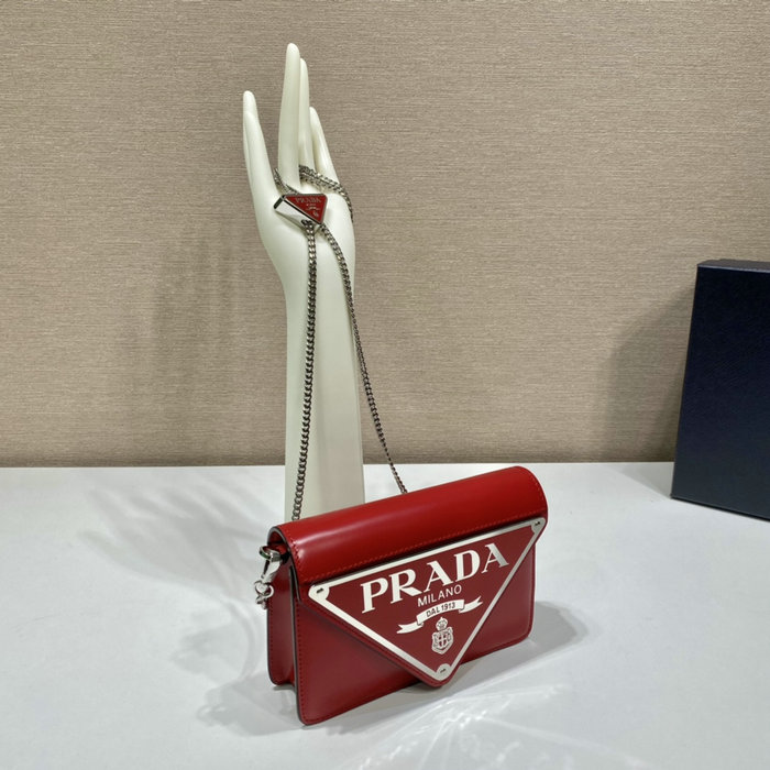 Prada Brushed leather shoulder bag Red 1BH189