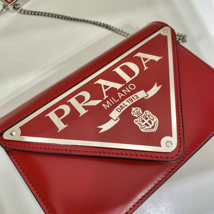 Prada Brushed leather shoulder bag Red 1BH189